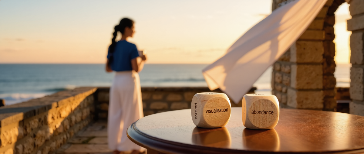 Dés en bois gravés dé-jà, plan cinématographique